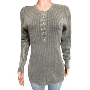 Pulp long sleeve henley pesto ribbed shirt top M
